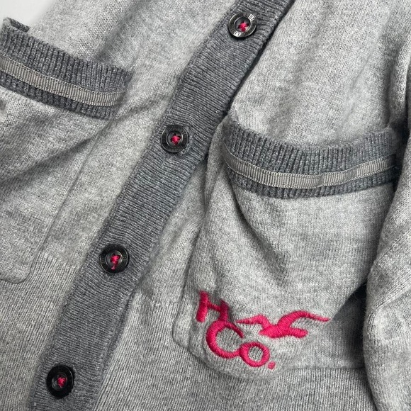 VTG Y2K Hollister Grey + Pink Sweater Cardigan Button Down Women's Size Large - Picture 7 of 7
